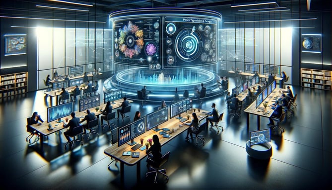 DALL·E 2024-02-09 18_06_47 - Imagine a sleek, high-tech workspace where a team of B2B marketing experts is deeply involved in crafting precise segment